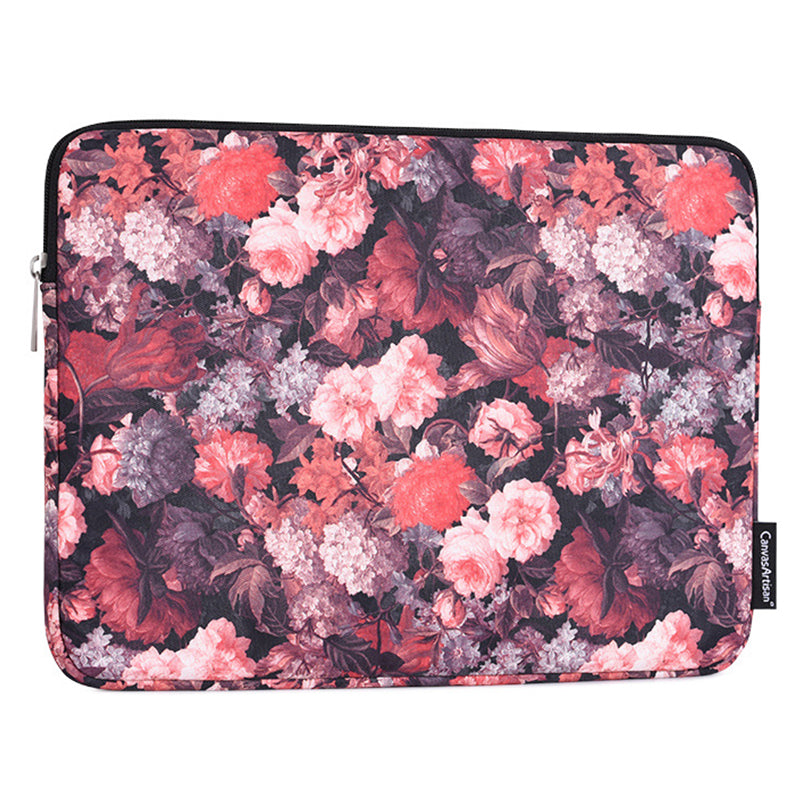 H3-01 Anti-scratch Colorful Floral Pattern Laptop Sleeve Canvas Carrying Bag for 12-inch Notebook