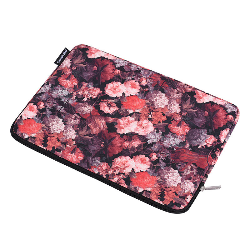 H3-01 Colorful Floral Pattern Laptop Sleeve Canvas Storage Bag with Smooth Zipper for 14-inch Notebook