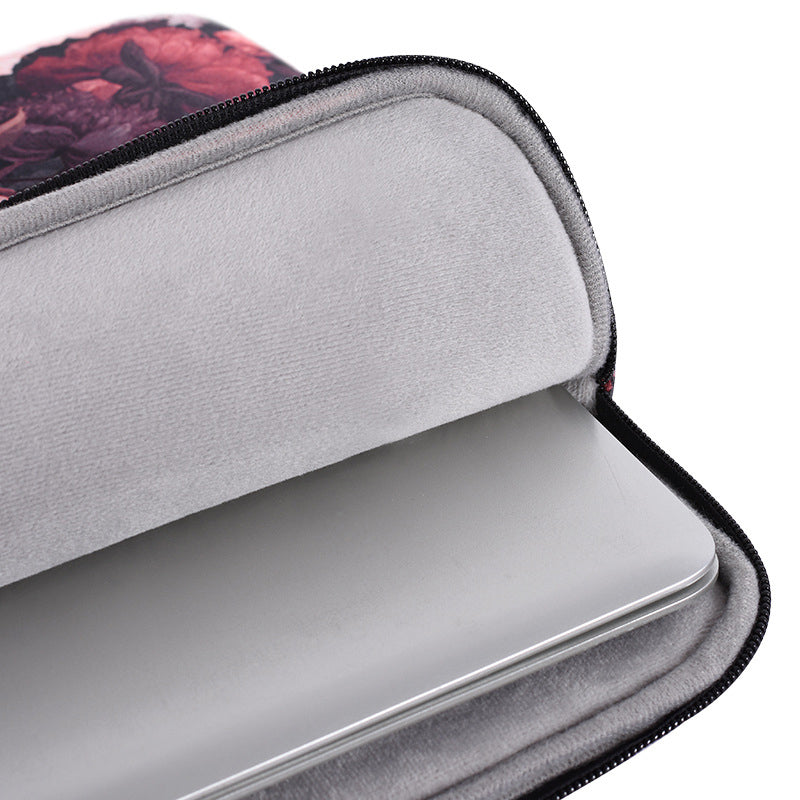 H3-01 Colorful Floral Pattern Laptop Sleeve Canvas Storage Bag with Smooth Zipper for 14-inch Notebook