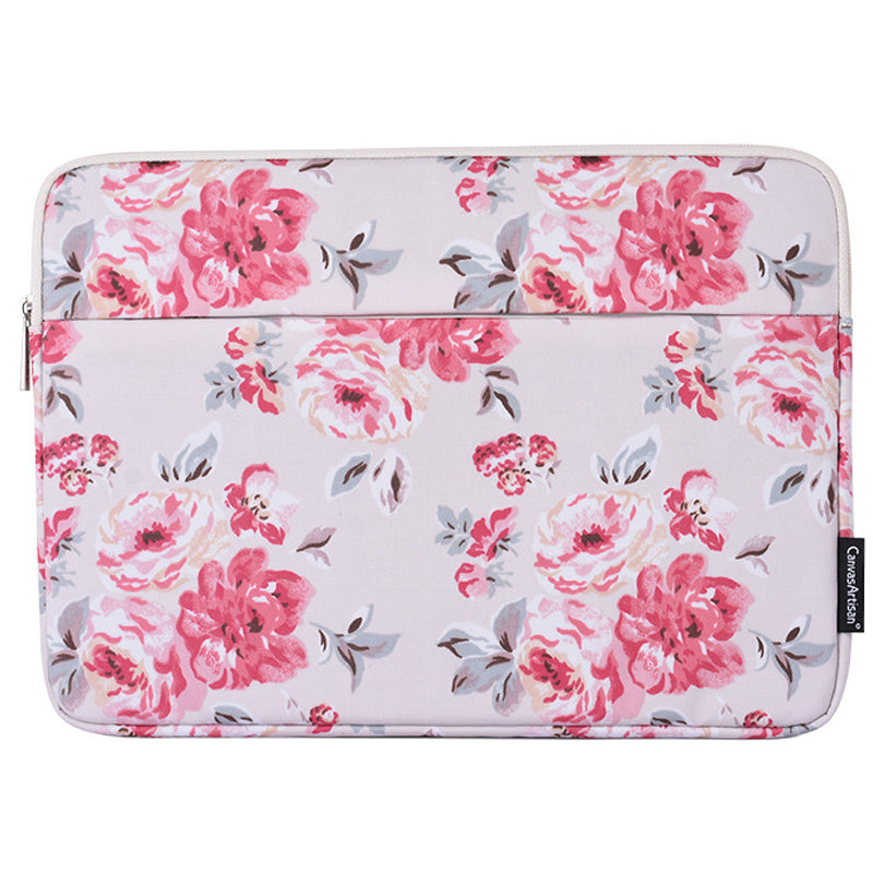 H10-11 Rose Flower Pattern Laptop Liner Bag PU Leather Storage Pouch for 15-inch Notebook