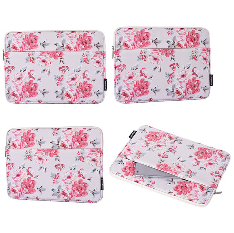 H10-11 Rose Flower Pattern Laptop Liner Bag PU Leather Storage Pouch for 15-inch Notebook