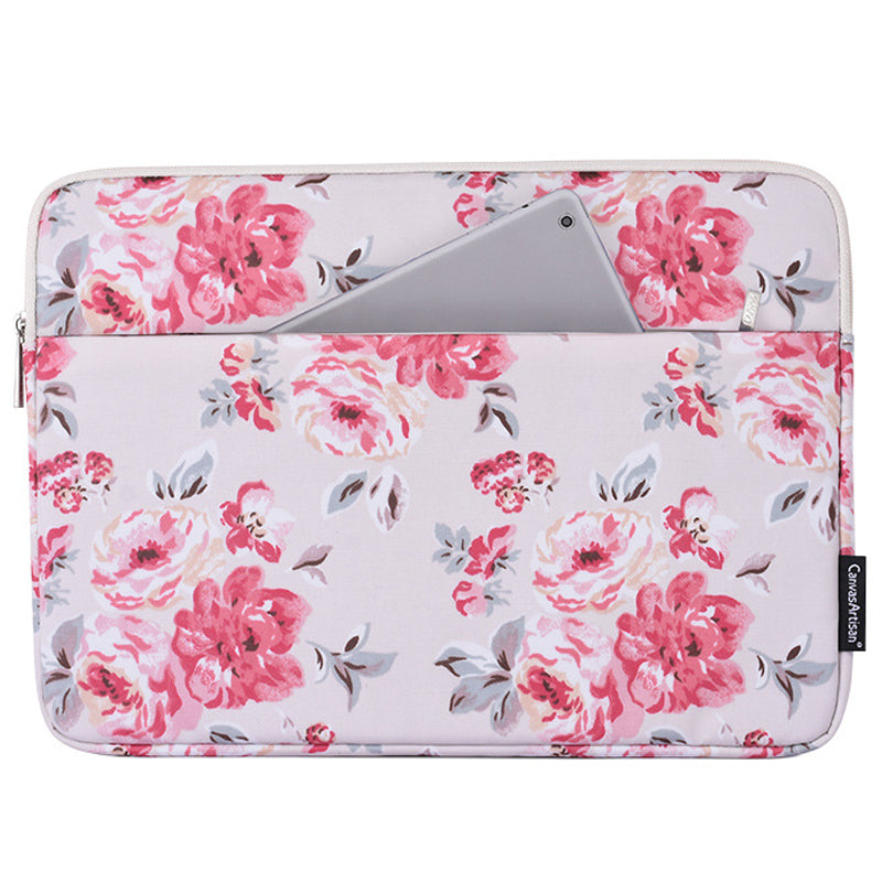 H10-11 Rose Flower Pattern Shockproof Laptop Storage Case Slim PU Leather Carrying Bag for 12-inch Notebook