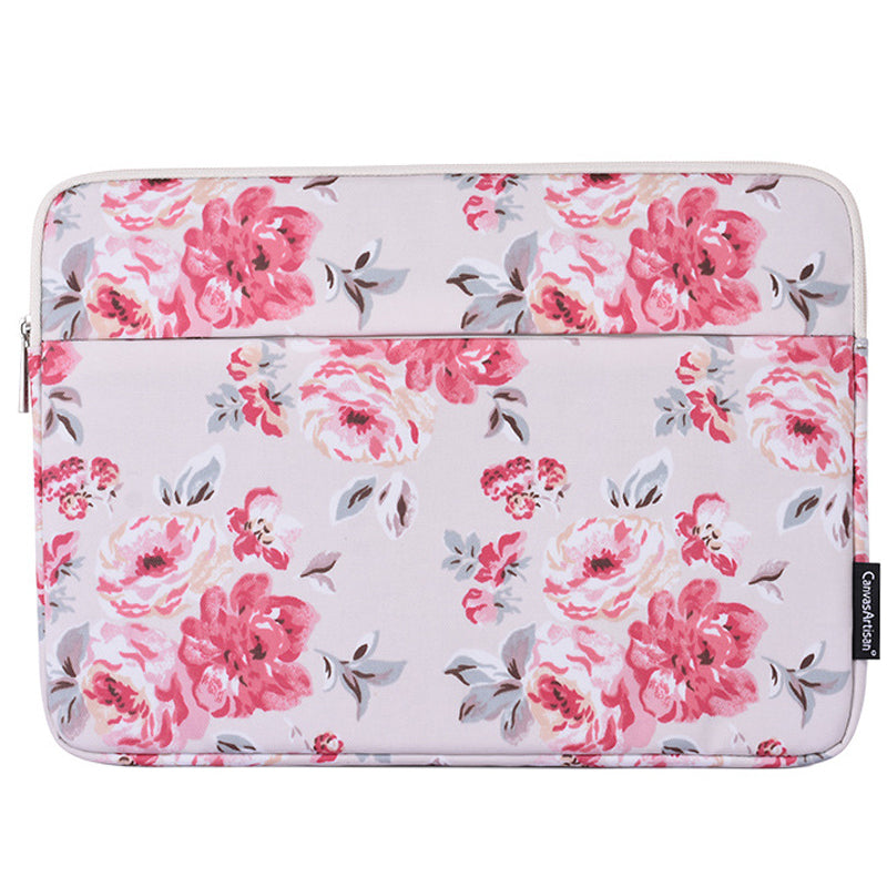 H10-11 Rose Flower Pattern Shockproof Laptop Storage Case Slim PU Leather Carrying Bag for 12-inch Notebook