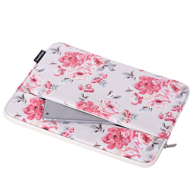 H10-11 Rose Flower Pattern Shockproof Laptop Storage Case Slim PU Leather Carrying Bag for 12-inch Notebook