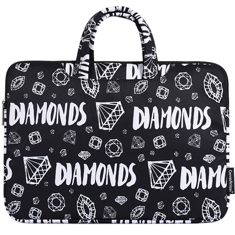 H15-B01 Laptop Sleeve Diamond Pattern Handbag Carrying Case for 12-inch Notebook - Black