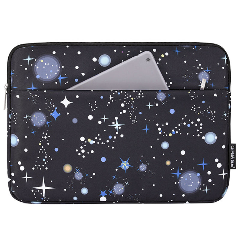 Canvasartian H16-11 Starry Sky Pattern Zipper Laptop Sleeve Carrying Case for 12-inch Notebook - Black