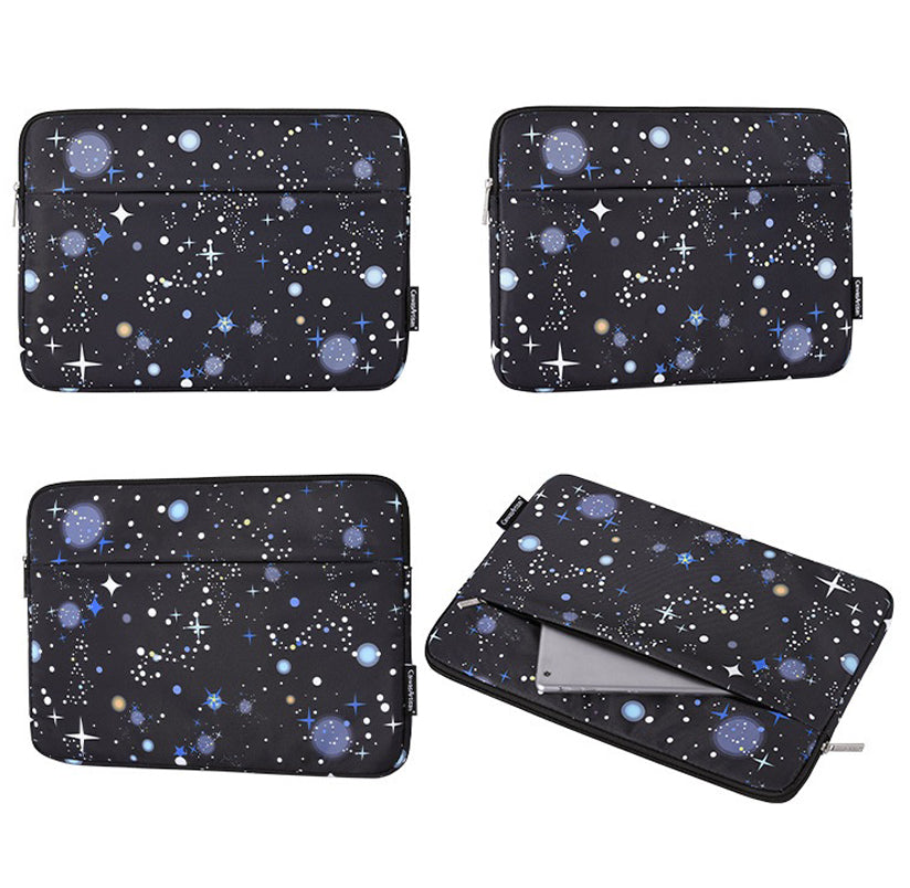 Canvasartian H16-11 Starry Sky Pattern Zipper Laptop Sleeve Carrying Case for 12-inch Notebook - Black