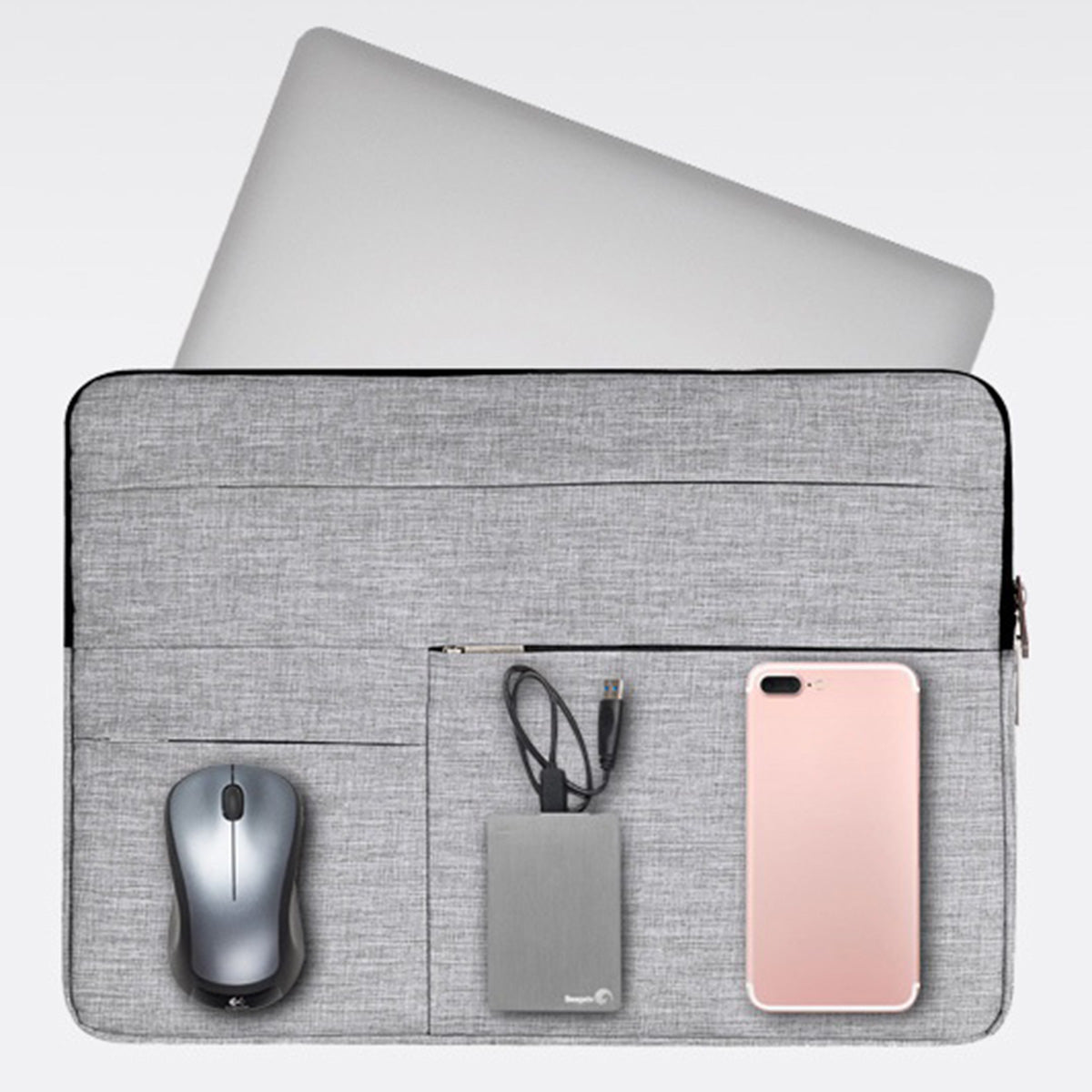 Canvasartisan L2-02 Business Style Laptop Storage Case PU Leather Slim Carrying Bag with Shockproof Lining for 13-inch Notebook - Dark Grey