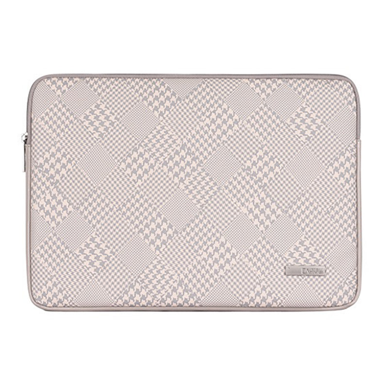 Canvasartisan L21-451 Portable Houndstooth Pattern Laptop Sleeve Case + Small Bag for 14-inch Notebook - Grey Edge
