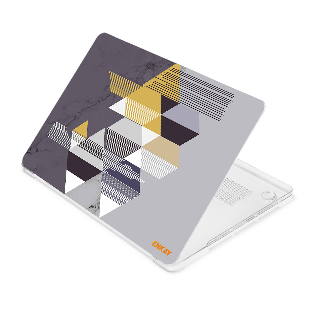 for MacBook Pro 15 inch (2016-2017) A1707/(2018-2019) A1990 Geometry Series Crystal Clear Hard PC Laptop Case Polycarbonate Notebook Protective Cover - Geometry No.1