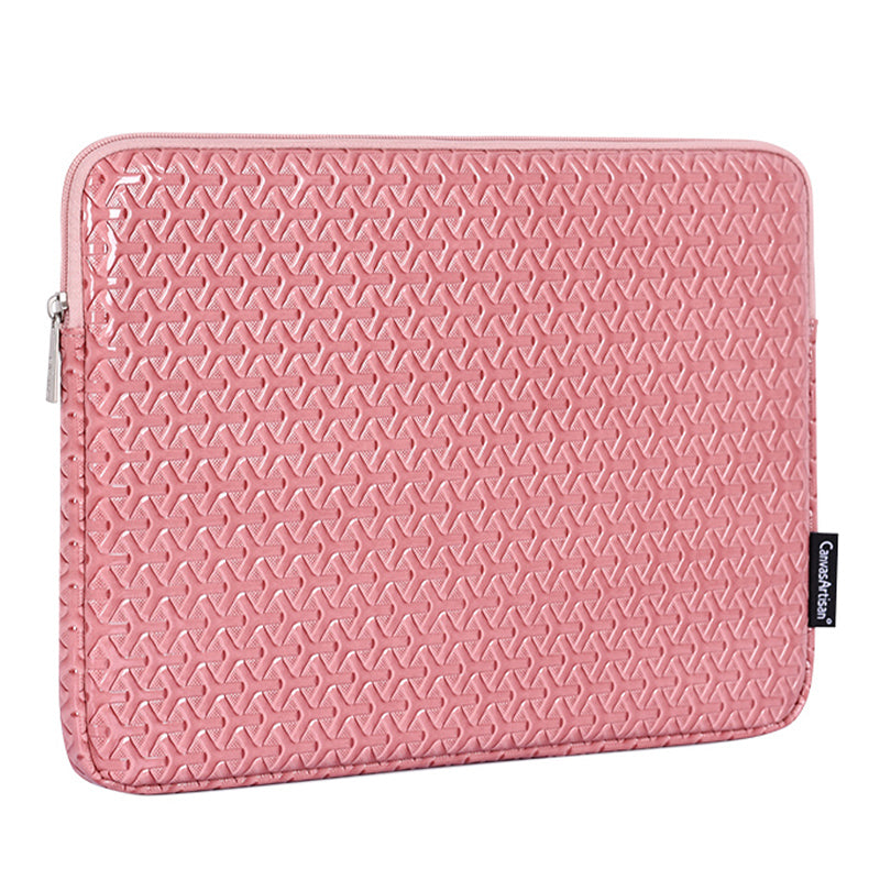 L30-01 Rhombus Pattern Laptop Sleeve Carrying Case PU Leather Protective Bag for 13-inch Notebook