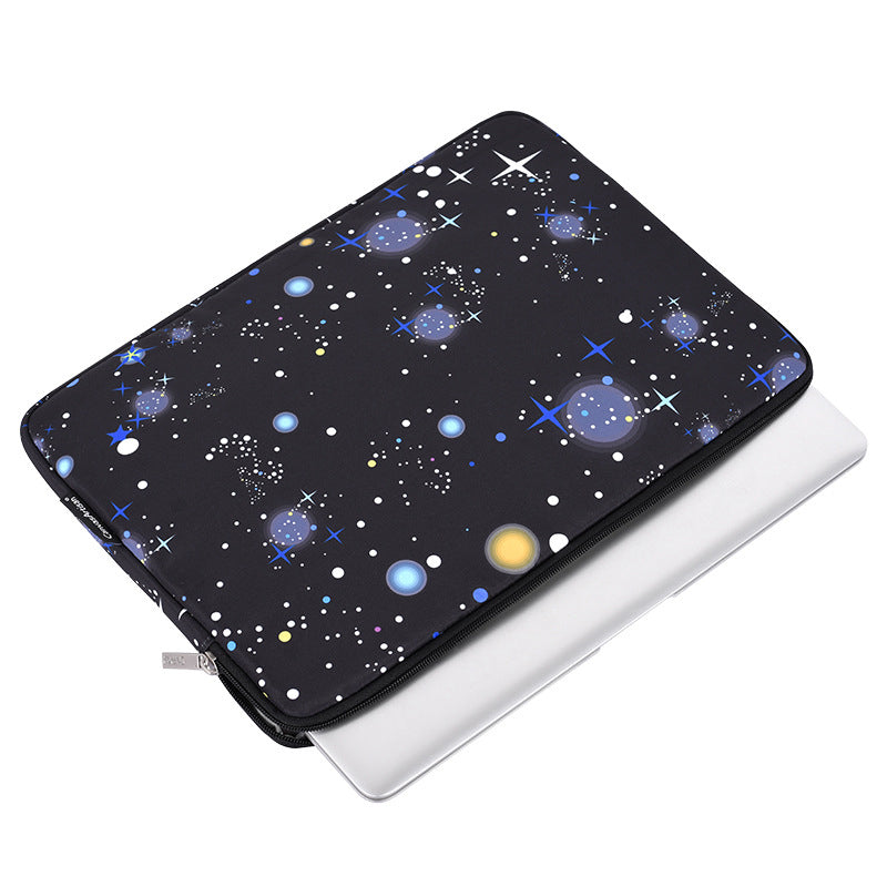 H16-T0123 Starry Sky Pattern Zipper Laptop Sleeve Notebook Bag with Small Storage Bag for 12-inch Laptop