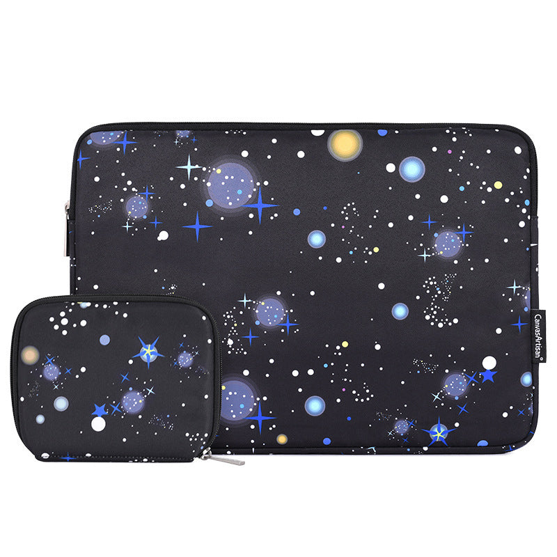 H16-T0123 Starry Sky Pattern Soft Liner Bag Laptop Sleeve Carrying Case with Small Storage Bag for 11-inch Laptop