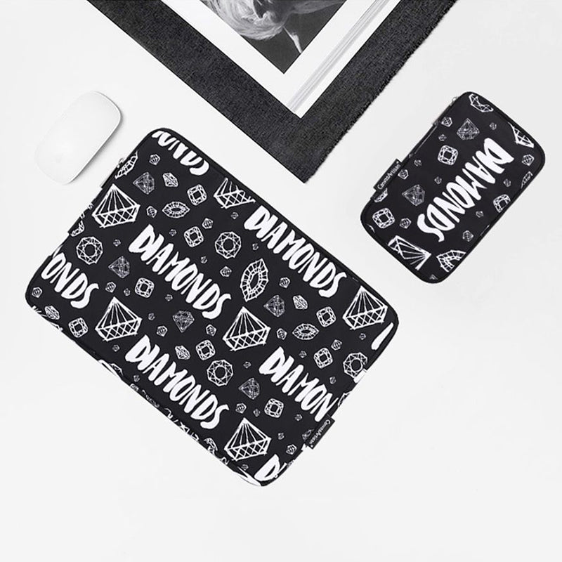H15-T0121 Laptop Protective Sleeve Diamond Pattern Notebook Bag with Small Bag for 13-inch Laptop