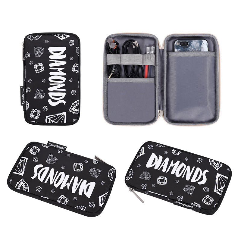 H15-T0121 Diamond Pattern Laptop Bag Zipper Notebook Protective Sleeve Storage Pouch with Small Bag for 11-inch Laptop