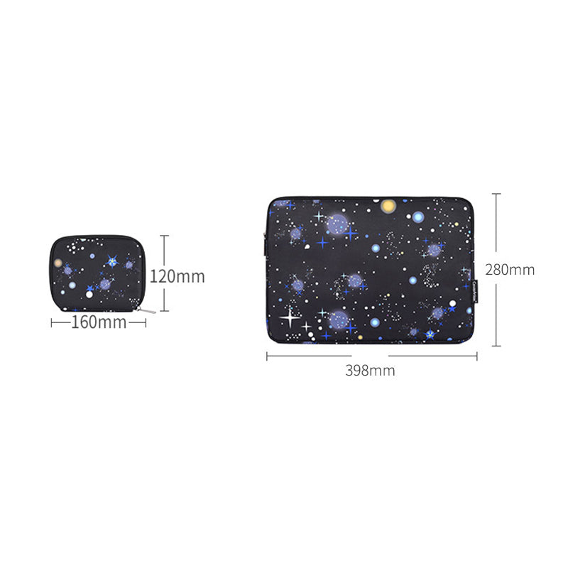H16-T0123 15-inch Laptop Sleeve Starry Sky Pattern Carrying Case with Small Storage Bag