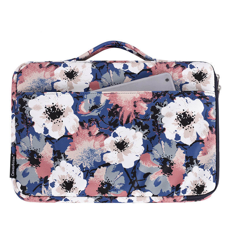 KH43-05 13-inch Laptop Sleeve Flower Pattern Handbag Zipper Notebook Bag