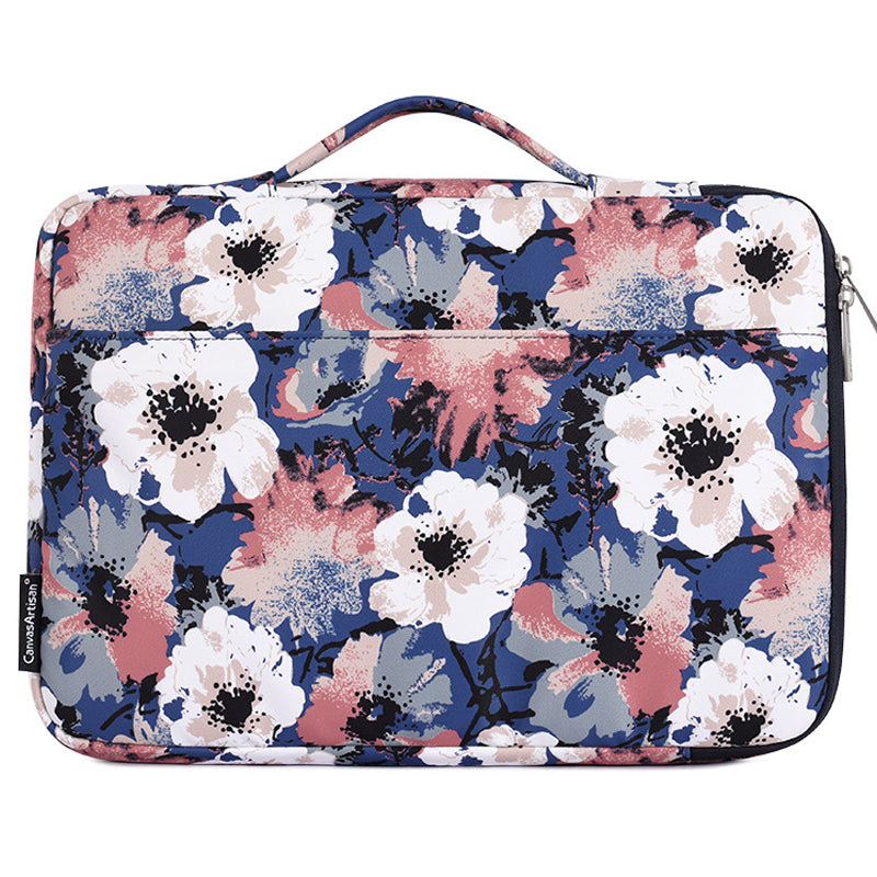 KH43-05 13-inch Laptop Sleeve Flower Pattern Handbag Zipper Notebook Bag