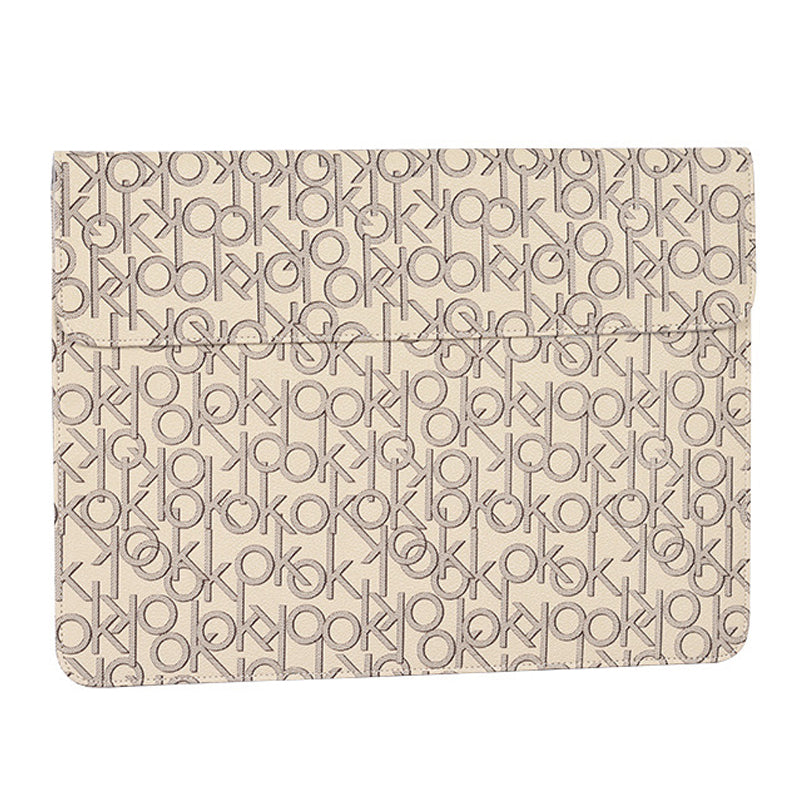 E61-01 12-inch Laptop Carrying Bag Letter OK Printing Magnetic Flip PU Leather Notebook Sleeve