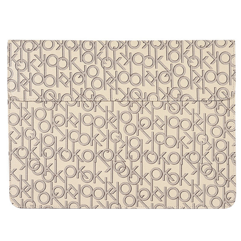 E61-01 13-inch Laptop Sleeve Letter OK Printing PU Leather Magnetic Notebook Carrying Case