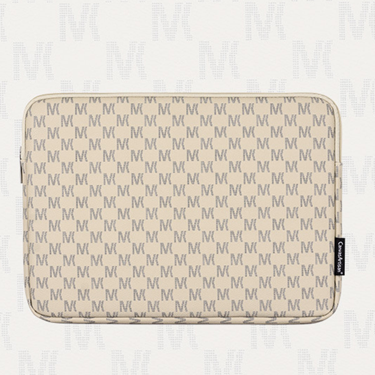 G60-01 PU Leather Letter M Protective Laptop Sleeve Slim Notebook Carrying Bag for 14-inch Laptop