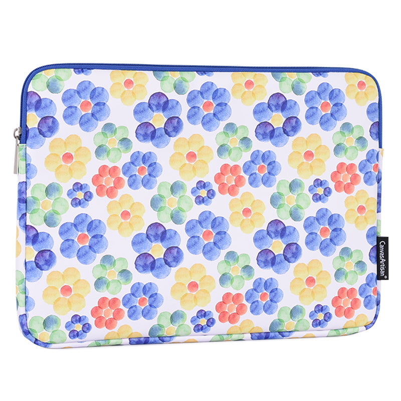 G51-01 Flower Printing Ultra-thin Laptop Sleeve Soft Lining Leather Notebook Bag for 11-inch Laptop