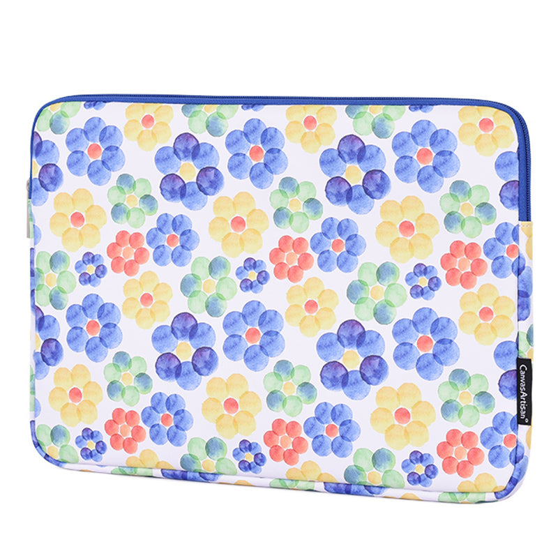 G51-01 Flower Printing Ultra-thin Laptop Sleeve Soft Lining Leather Notebook Bag for 11-inch Laptop