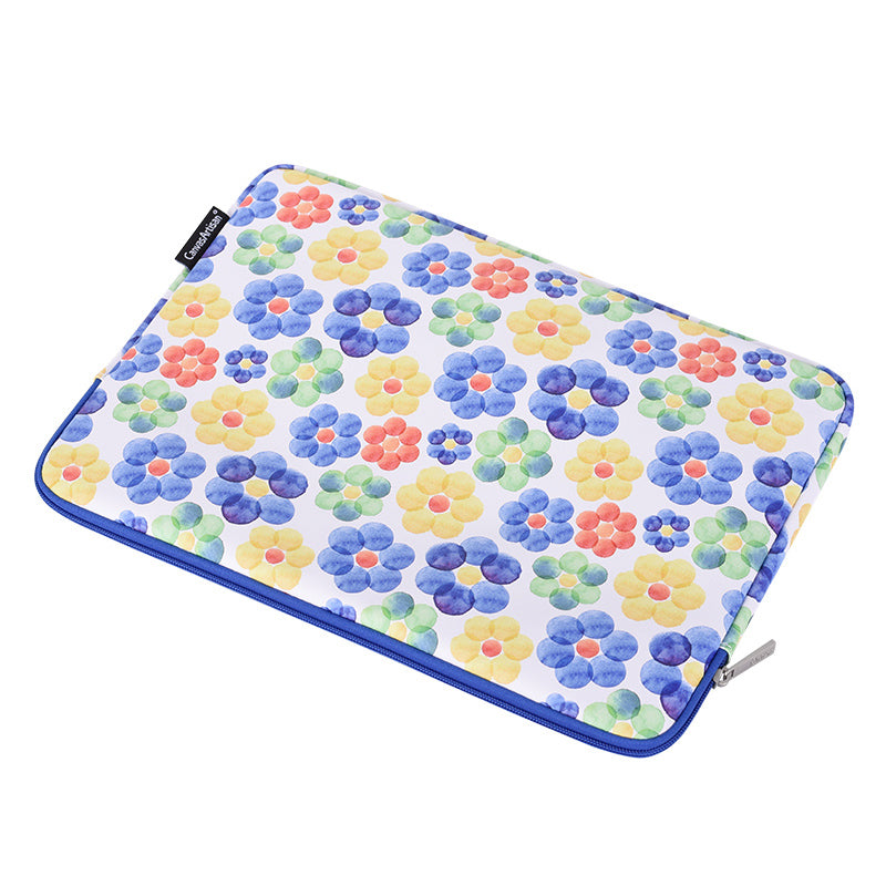 G51-01 PU Leather Flower Pattern Laptop Bag Zipper Notebook Sleeve for 12-inch Laptop