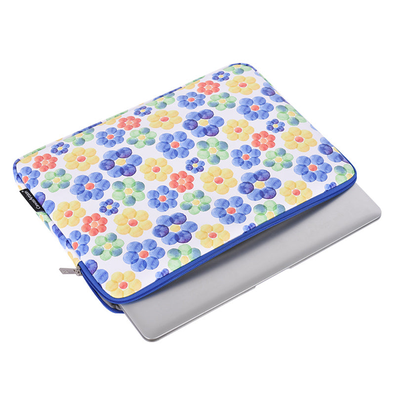 G51-01 Flower Pattern PU Leather Laptop Sleeve Ultra-thin Notebook Carrying Case for 13-inch Laptop
