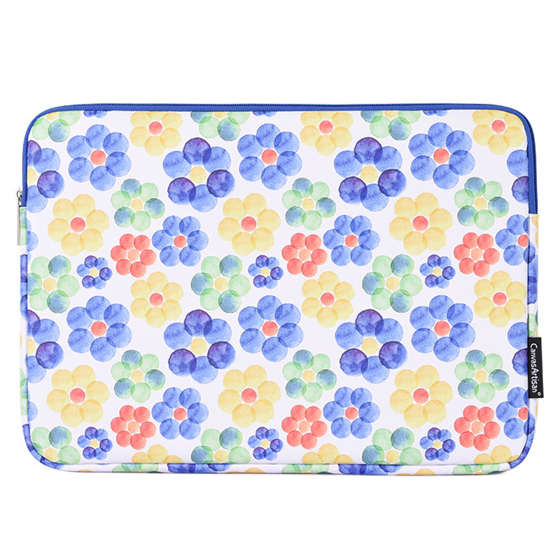 G51-01 14-inch Laptop Protective Sleeve Flower Printing PU Leather Notebook Carrying Bag
