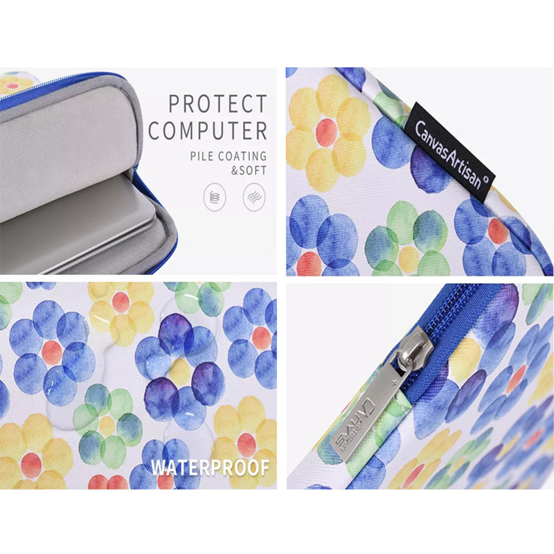G51-01 14-inch Laptop Protective Sleeve Flower Printing PU Leather Notebook Carrying Bag