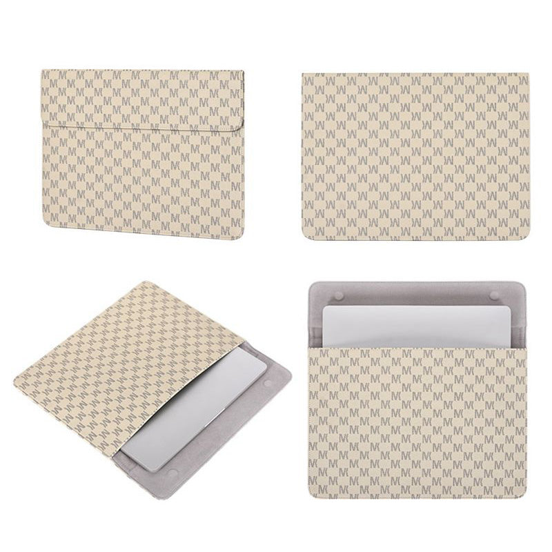 Letter M Design Laptop Sleeve Bag PU Leather Scratch Resistant Carrying Case for 14inch Computers