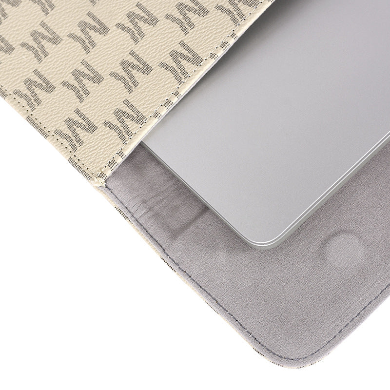 E60-01 15-inch Laptop Shockproof Sleeve Bag PU Leather Carrying Case with Letter M Pattern