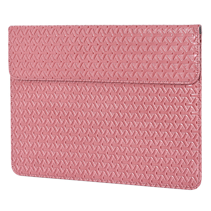 PU Leather 14 inch Laptop Carrying Case Wear-resistant PC Protective Bag Woven Texture Scratch-proof Sleeve Bag with Magnetic Buckle