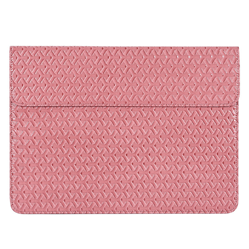 EL30-01 Woven Texture Laptop Carrying Case PU Leather Scratch-proof Sleeve Bag with Magnetic Buckle for 15 inch Laptops
