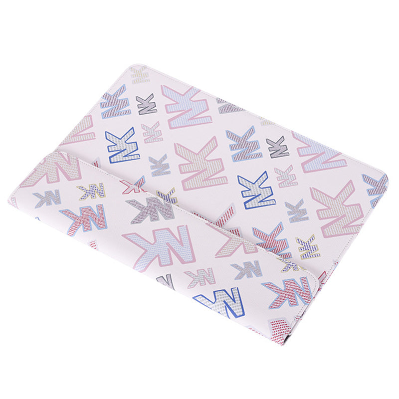 E59-01 Letter NK Printing Laptop Carrying Case PU Leather Scratch-proof Tablet Sleeve Bag with Magnetic Buckle for 12 inch PC