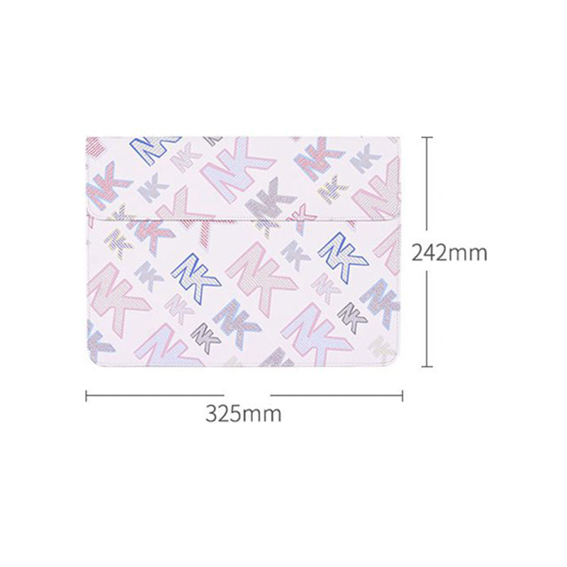 E59-01 Letter NK Printing Laptop Carrying Case PU Leather Scratch-proof Tablet Sleeve Bag with Magnetic Buckle for 12 inch PC
