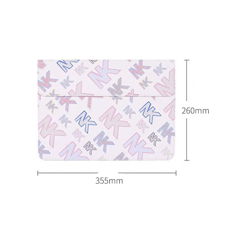E59-01 Scratch-proof Laptop Carrying Case Letter NK Printing PU Leather Tablet Sleeve Bag with Magnetic Buckle for 13 inch Laptops