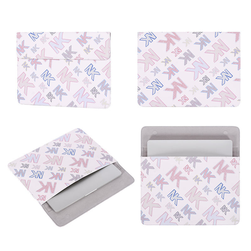 E59-01 Scratch-proof Laptop Carrying Case Letter NK Printing PU Leather Tablet Sleeve Bag with Magnetic Buckle for 13 inch Laptops