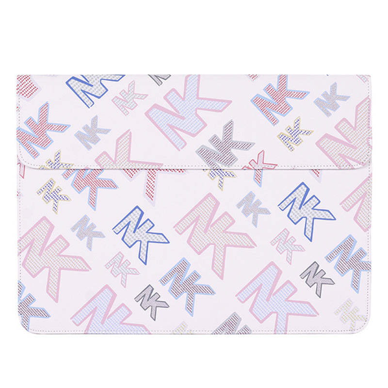 E59-01 Shockproof Laptop Sleeve Bag Letter NK Printing PU Leather PC Carrying Case for 14 inch Laptops