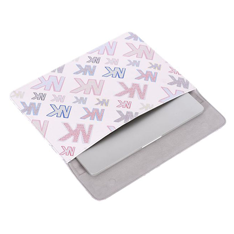 E59-01 Letter NK Printing Laptop Carrying Case PU Leather Scratch-proof Sleeve Bag with Magnetic Buckle for 15 inch Laptops
