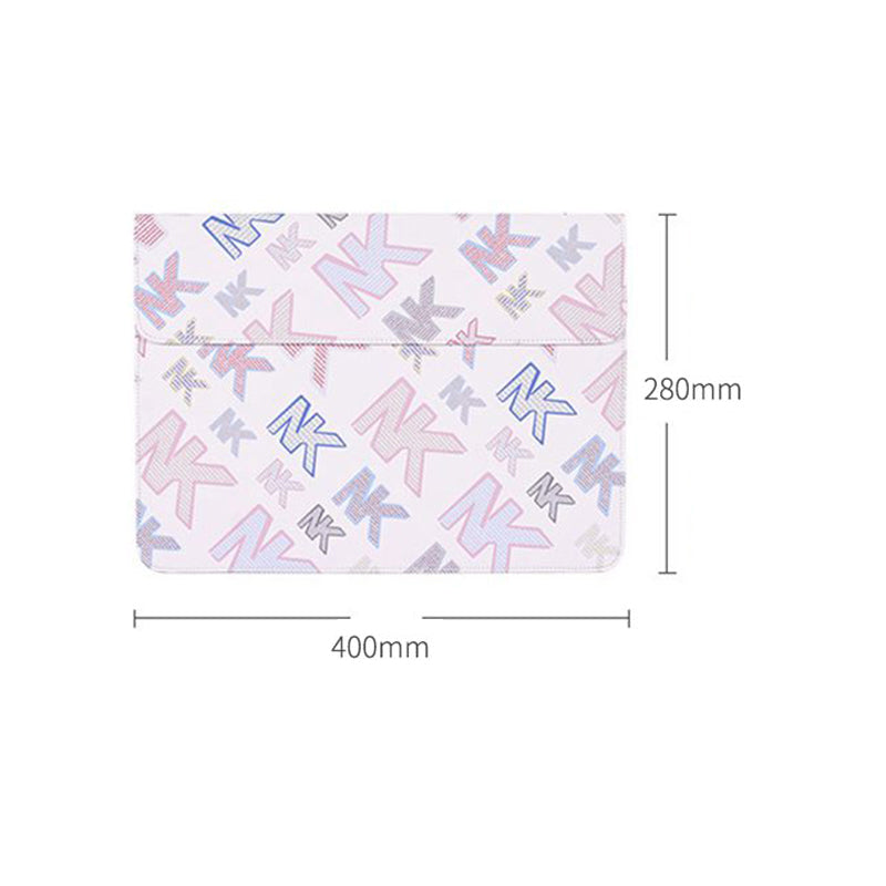 E59-01 Letter NK Printing Laptop Carrying Case PU Leather Scratch-proof Sleeve Bag with Magnetic Buckle for 15 inch Laptops