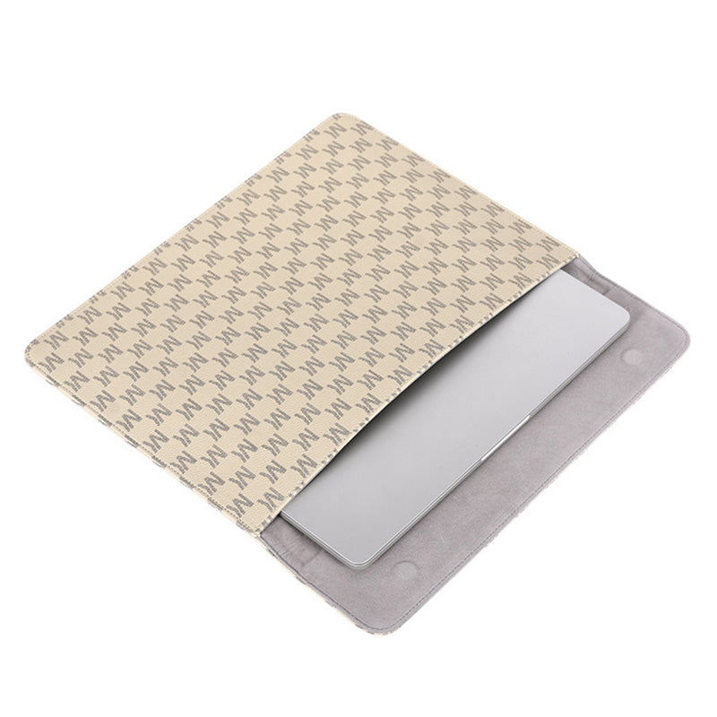 E60-01 Letter M Design Laptop Carrying Case PU Leather Scratch Resistant Tablet Sleeve Bag with Magnetic Button for 12 inch Computers