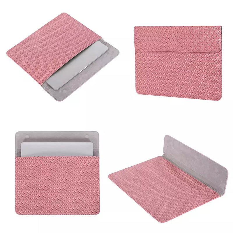 EL30-01 Woven Texture Wear-resistant Laptop Carrying Case PU Leather Scratch-proof Tablet Sleeve Bag for 12 inch Laptops