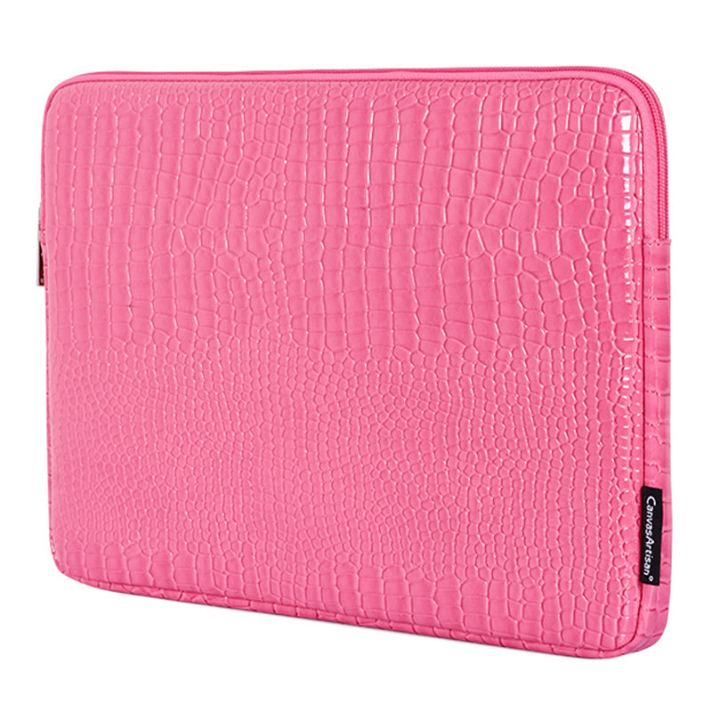 Canvasartisan L32-03 Crocodile Texture PU Leather Laptop Sleeve Bag Notebook Carrying Case - Pink/for 15-inch Laptop