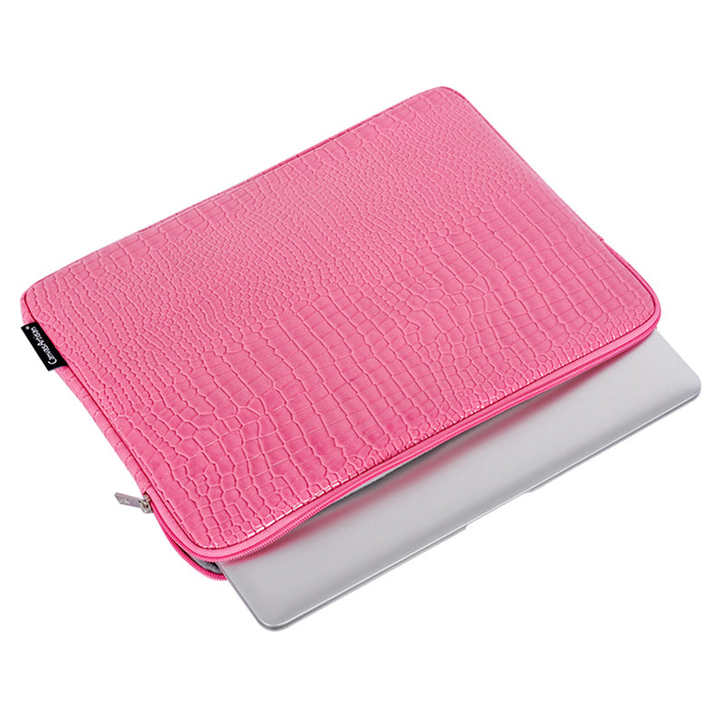 Canvasartisan L32-03 Crocodile Texture PU Leather Laptop Sleeve Bag Notebook Carrying Case - Pink/for 15-inch Laptop