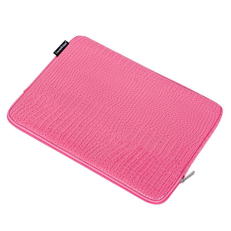 Canvasartisan L32-03 Crocodile Texture PU Leather Laptop Sleeve Bag Notebook Carrying Case - Pink/ for 14-inch Laptop