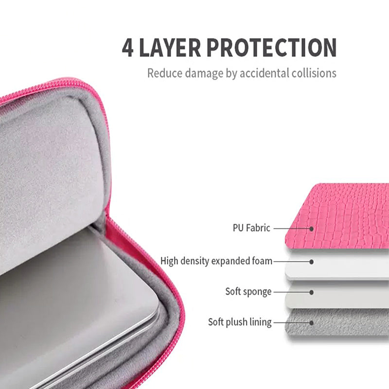 Canvasartisan L32-03 Crocodile Texture PU Leather Laptop Sleeve Bag Notebook Carrying Case - Pink/for 12-inch Laptop