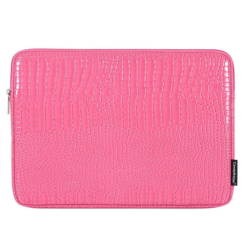Canvasartisan L32-03 Crocodile Texture PU Leather Laptop Sleeve Bag Notebook Carrying Case - Pink/for 11-inch Laptop