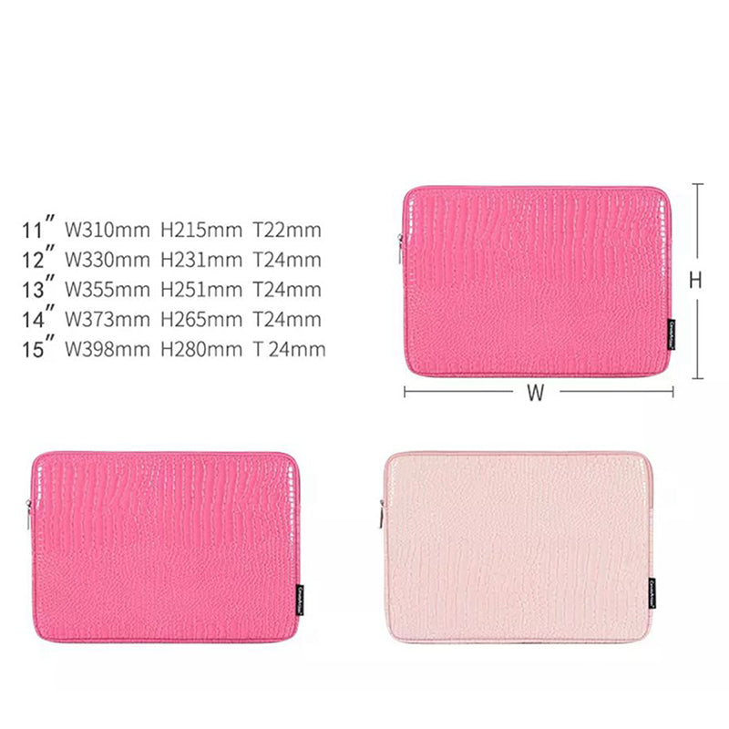 Canvasartisan L32-03 Crocodile Texture PU Leather Laptop Sleeve Bag Notebook Carrying Case - Beige/for 15-inch Laptop
